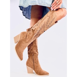 Taylor Camel Openwork Cowboy Boots brown 2