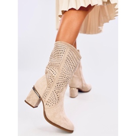 Openwork high-heel boots Lange Beige 1
