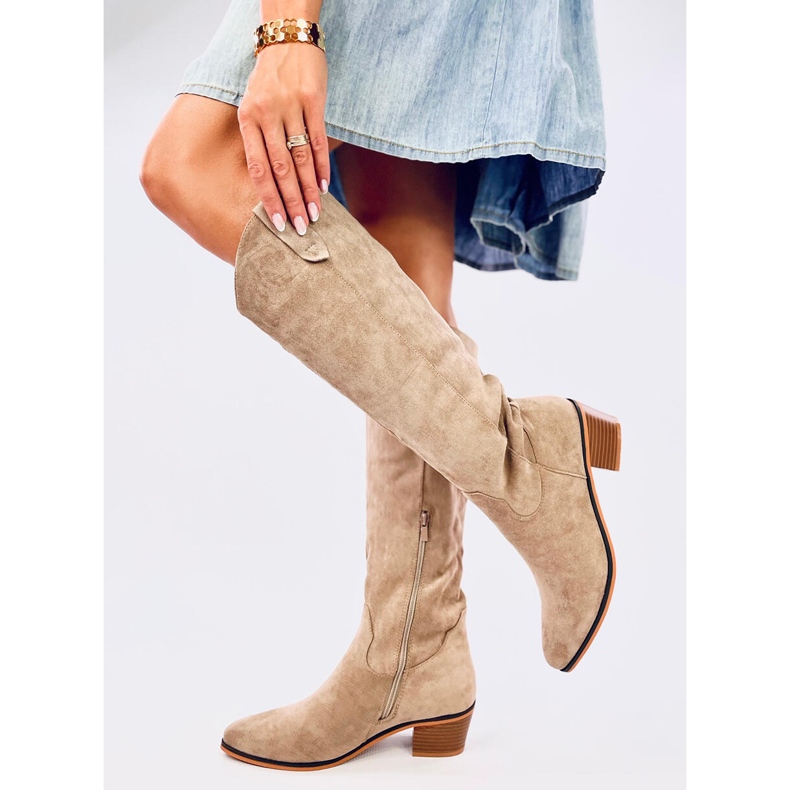 Torez Khaki Suede Cowboy Boots brown 1