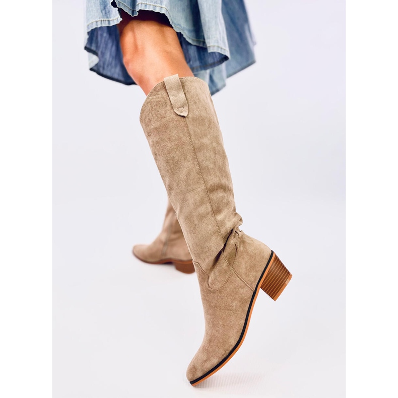 Torez Khaki Suede Cowboy Boots brown 2