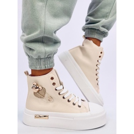 Arenas Beige Grain Ankle Strap Sneakers with Safety Pin 1