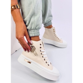 Arenas Beige Grain Ankle Strap Sneakers with Safety Pin 2