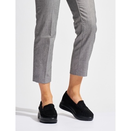 Suede black loafers on a thick platform 1 Suede black loafers on a thick platform 1