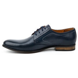 Kampol Men's formal leather shoes 331KAM navy blue 1