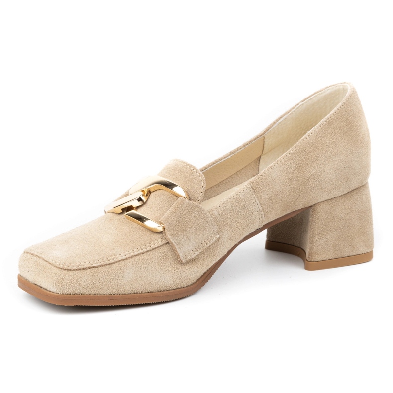 Exquisite Women's suede pumps with heels 1355EX beige 1