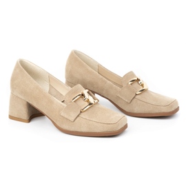 Exquisite Women's suede pumps with heels 1355EX beige 2
