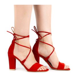 Ivbut Women's sandals on a block heel Polish 951IV red 1