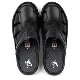 Kampol Men's leather flip-flops 224KAM black 1