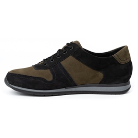 WASAK Men's leather sneakers shoes 0234W black with green 1
