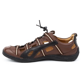 Kampol Men's summer shoes leather 26 brown 1