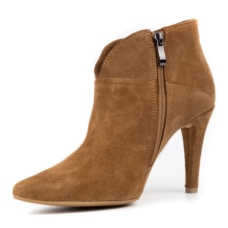 Olivier Women's suede ankle boots on a high heel 1061 brown 1