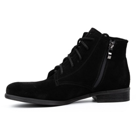 Olivier Women's suede insulated ankle boots 1024 black 1