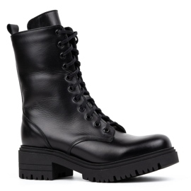 Olivier Women's high leather boots 1064 black 1