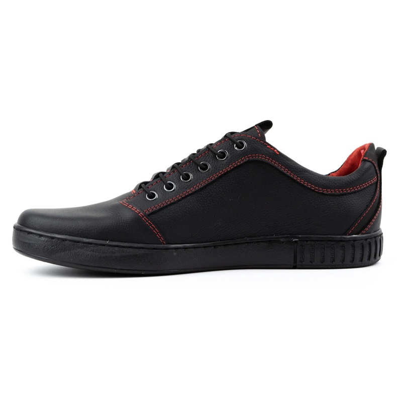 Polbut Men's casual leather shoes 2121/2 black with red 1 Polbut Men's casual leather shoes 2121/2 black with red 1