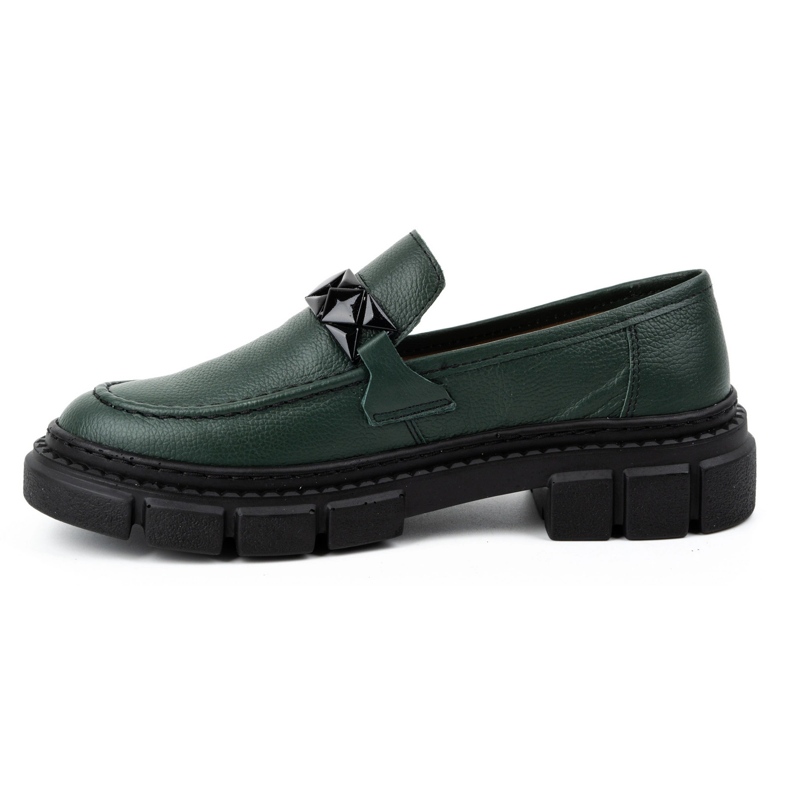 WASAK Women's leather slip-on shoes 706X green with a thick sole 1