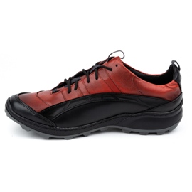 Olivier Men's leather trekking shoes 405KZ black with red 1 Olivier Men's leather trekking shoes 405KZ black with red 1