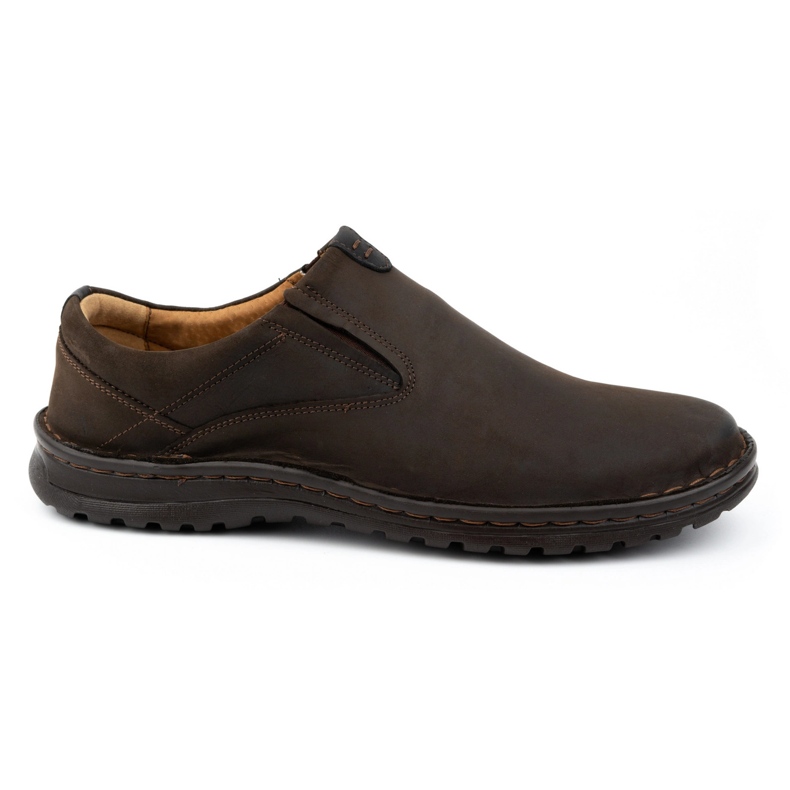 Kampol Men's leather slip-on shoes 12KAM dark brown 1 Kampol Men's leather slip-on shoes 12KAM dark brown 1
