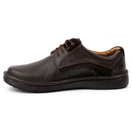 Kampol Men's casual leather shoes 14KAM dark brown 1