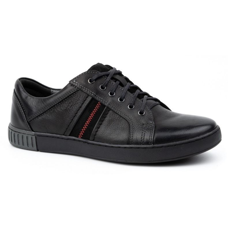 Kampol Men's casual leather shoes 29KAM Black 1