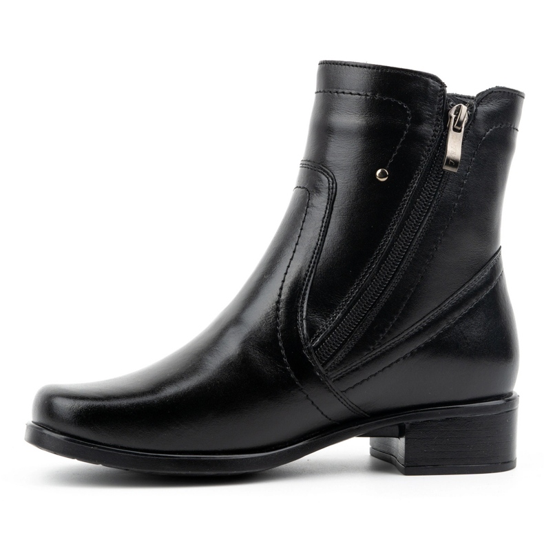 Olivier Women's leather ankle boots insulated with two zippers 310BB black 1