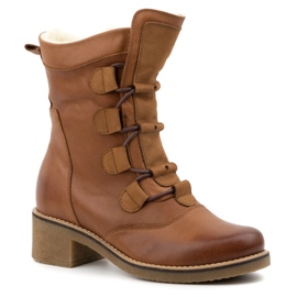 Olivier Stylish women's leather ankle boots insulated with wool 317BB brown 1