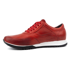 Olivier Men's leather sports casual shoes 902KNT red 1