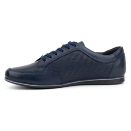 Olivier Men's casual leather shoes 410KNT navy blue 1