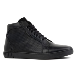 Olivier Men's leather shoes Chelsea boots sneakers high 427KNT black 1