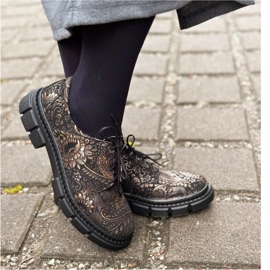 Olivier Women's leather shoes with thick soles, flowers, 1134 PLN multicolored 2