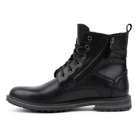 Kampol Men's shoes high boots leather 155KAM black 1