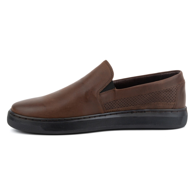 Men's slip-on shoes made of genuine leather POLBUT 2124P brown 1