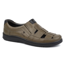 Kampol Men's casual leather shoes 86KAM green 1
