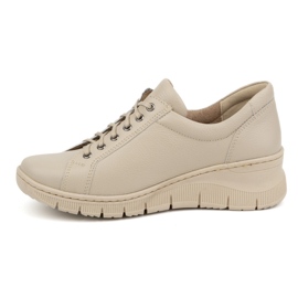 Olivier Women's leather shoes with a thick sole 1236 beige 1