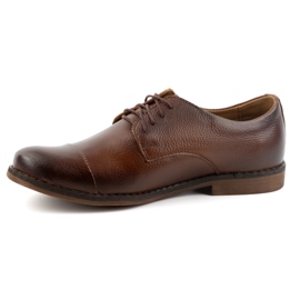 Olivier Men's leather short lace-up shoes 7155DT brown 1