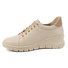 WASAK Women's shoes sneakers leather laced with zipper 0703W beige 1
