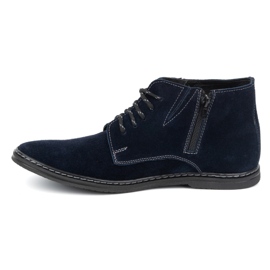 Olivier Men's shoes lace-up ankle boots 307lu navy blue 1