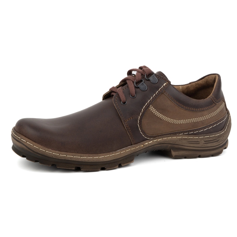 Olivier Men's casual leather lace-up shoes 307GT brown 1