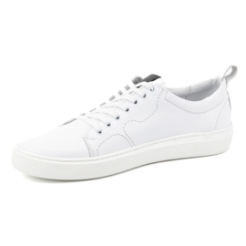 Olivier Men's leather sports shoes with laces 434KNT white 1