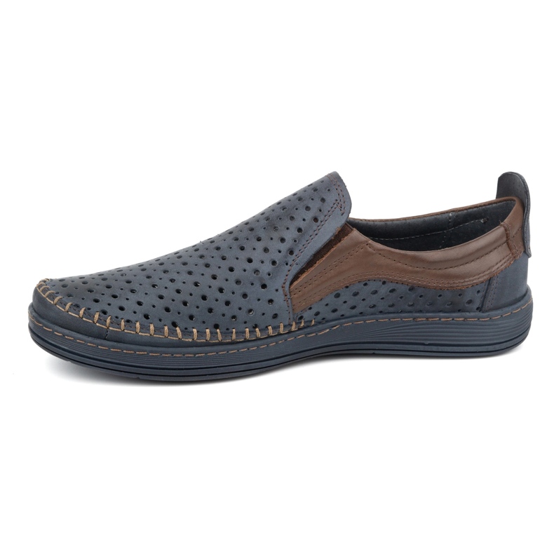 Olivier Men's openwork loafers for summer 590MP navy blue 1