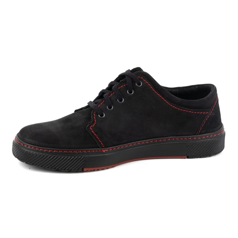 Joker Men's casual leather shoes 894J black with red 1