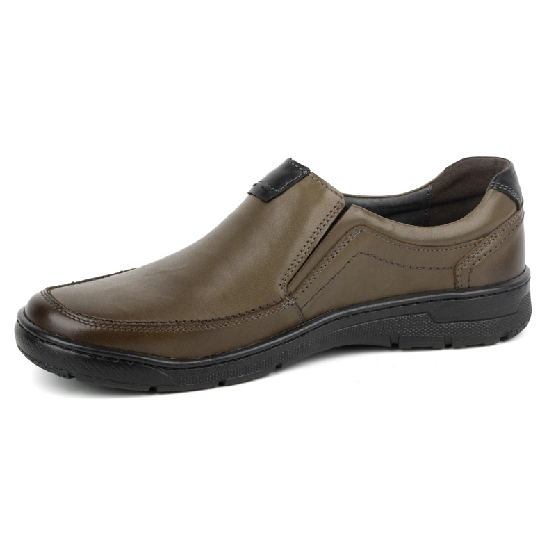 Kampol Men's leather casual slip-on shoes 58KAM olive green 1 Kampol Men's leather casual slip-on shoes 58KAM olive green 1