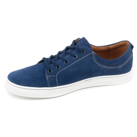 Olivier Men's casual leather shoes 946MA blue velour 1