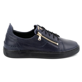 Men's casual shoes made of natural leather POLBUT 2125 navy blue 1