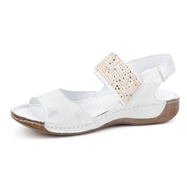 Olivier Women's leather sandals with elastic band 0546 silver 1