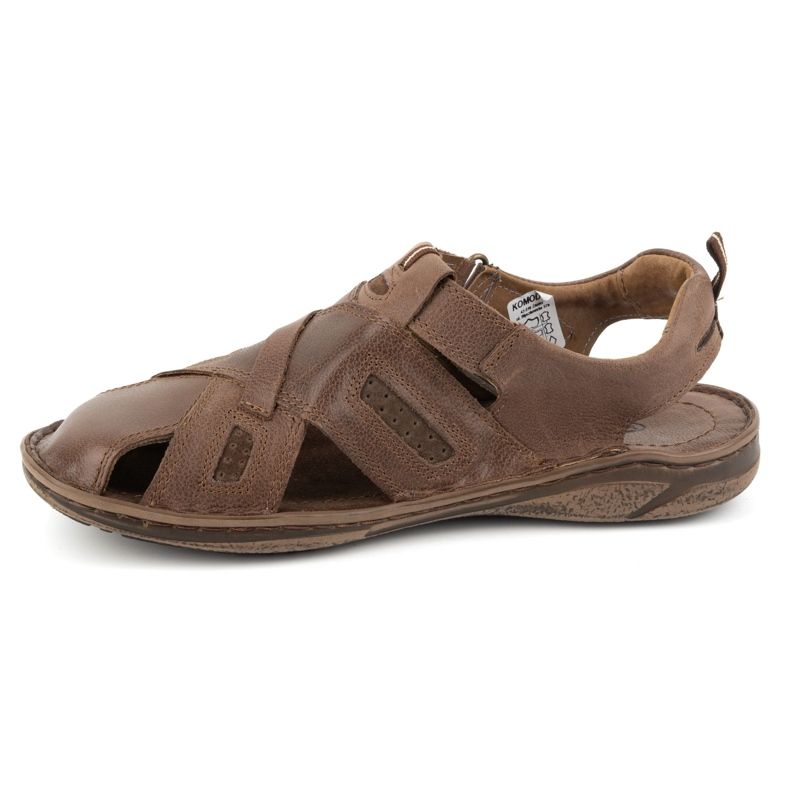 KOMODO Men's Velcro Leather Sandals 523K Brown 1