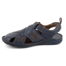 KOMODO Men's leather velcro sandals 523K navy blue 1 KOMODO Men's leather velcro sandals 523K navy blue 1