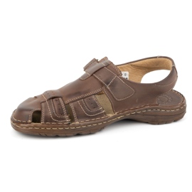 Olivier Classic men's leather sandals with velcro 0051 brown 1 Olivier Classic men's leather sandals with velcro 0051 brown 1