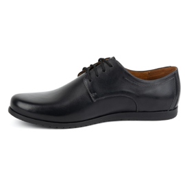 Leather Men's Shoes elegant KAMPOL Model 326 black 1