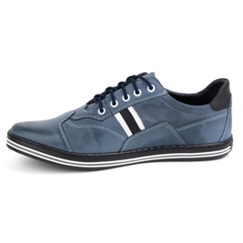 Polbut Men's casual leather shoes 1801B navy blue multicolored 1