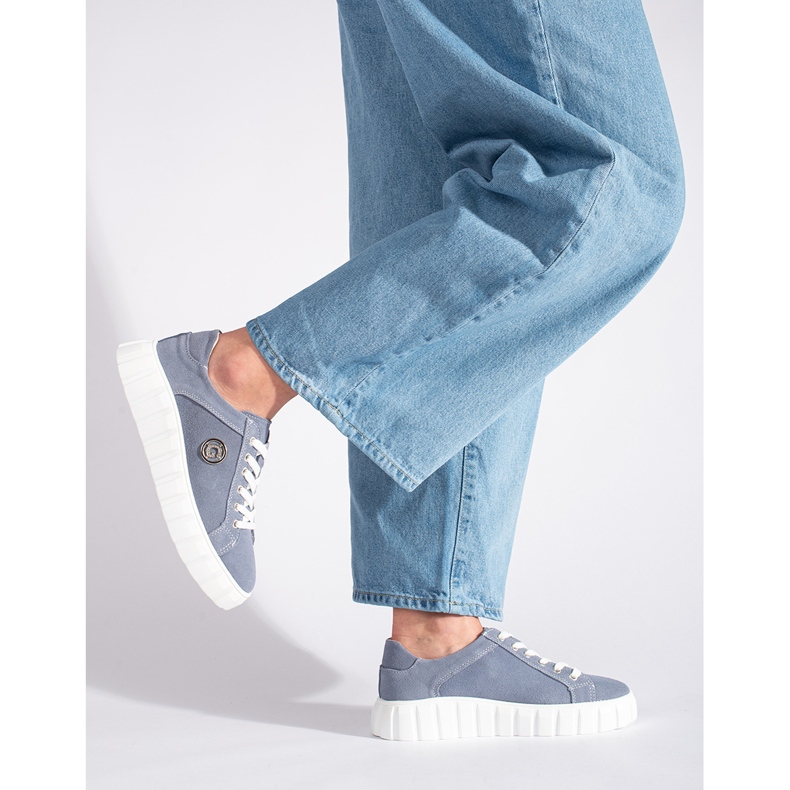 Light blue suede leather platform shoes 2 Light blue suede leather platform shoes 2